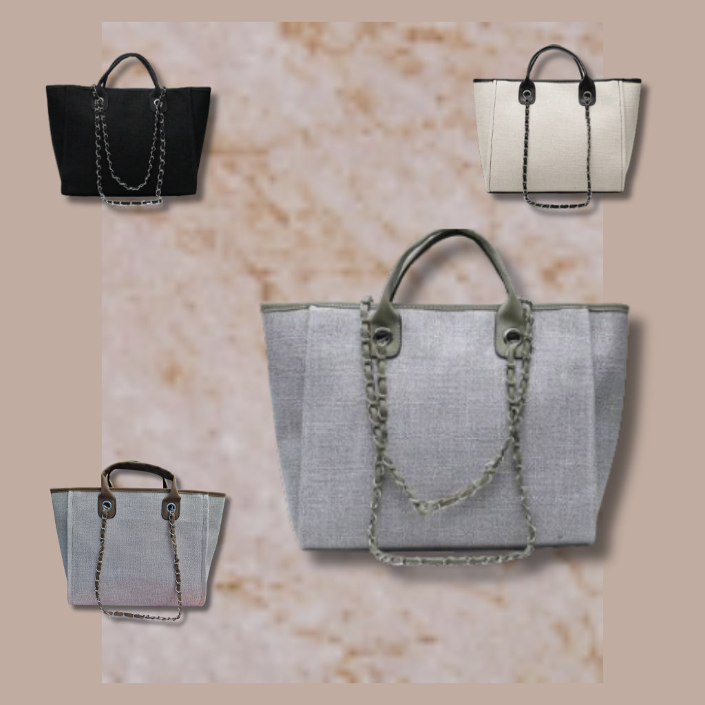 The Luxe Monogram Tote Bag - Grey