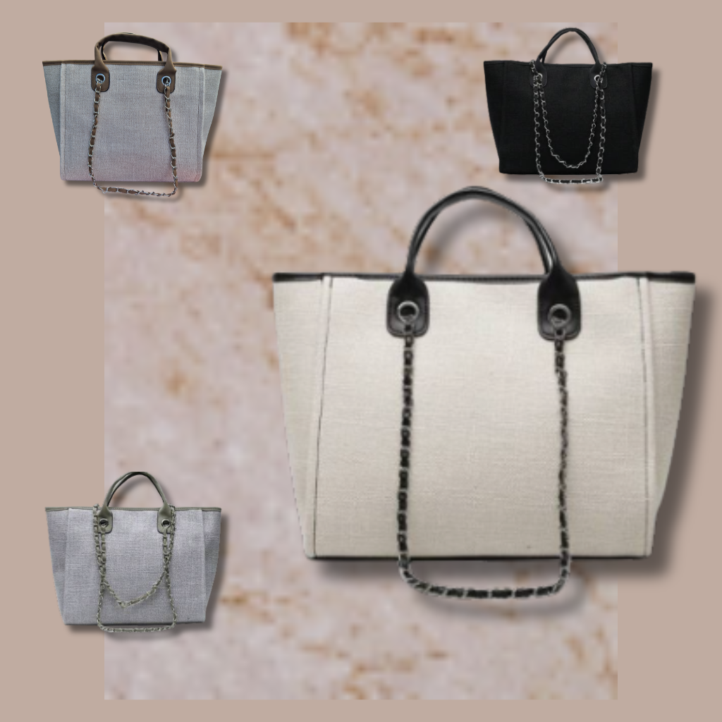 The Luxe Monogram Tote Bag - White